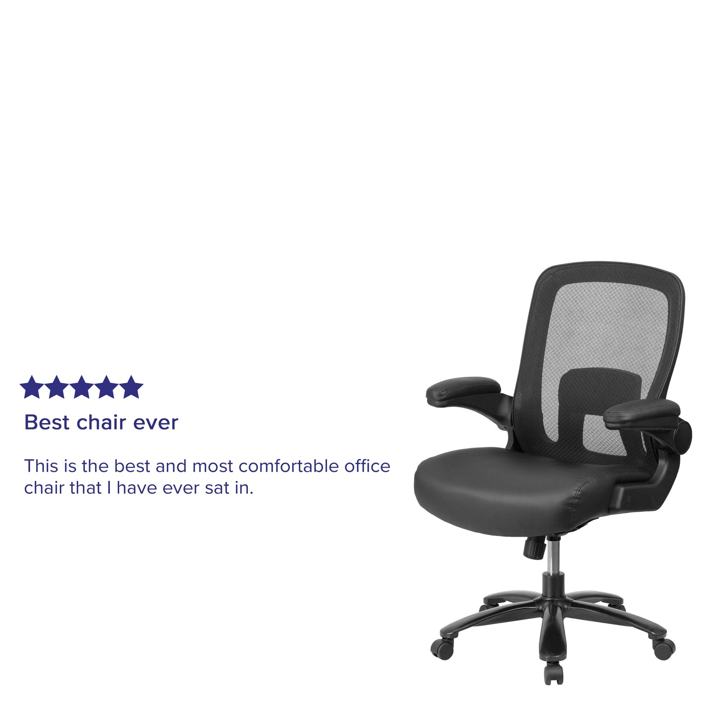 HERCULES Series Big & Tall 500 lb. Rated Black Mesh/LeatherSoft Executive Ergonomic Office Chair with Adjustable Lumbar Black LeatherSoft