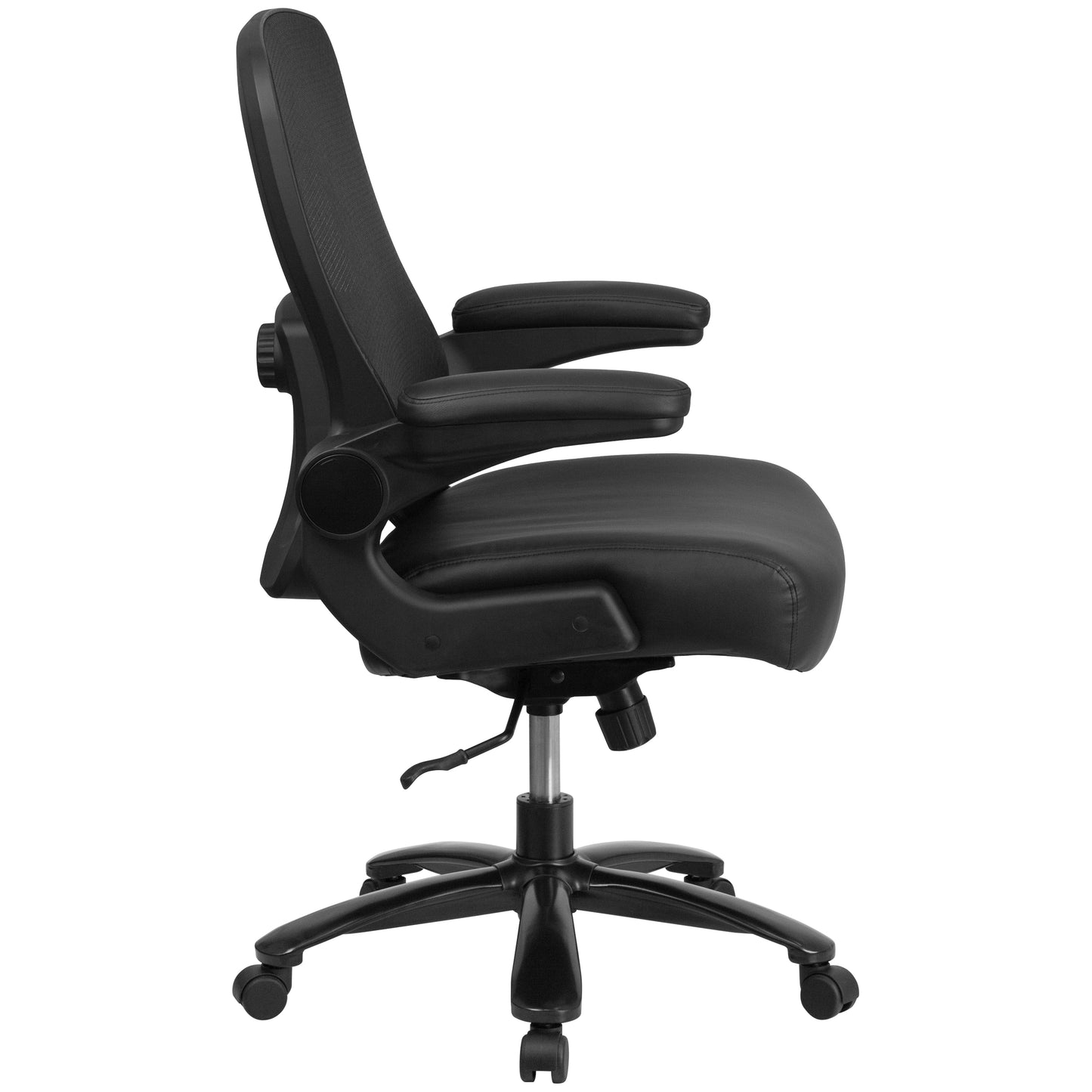 HERCULES Series Big & Tall 500 lb. Rated Black Mesh/LeatherSoft Executive Ergonomic Office Chair with Adjustable Lumbar Black LeatherSoft