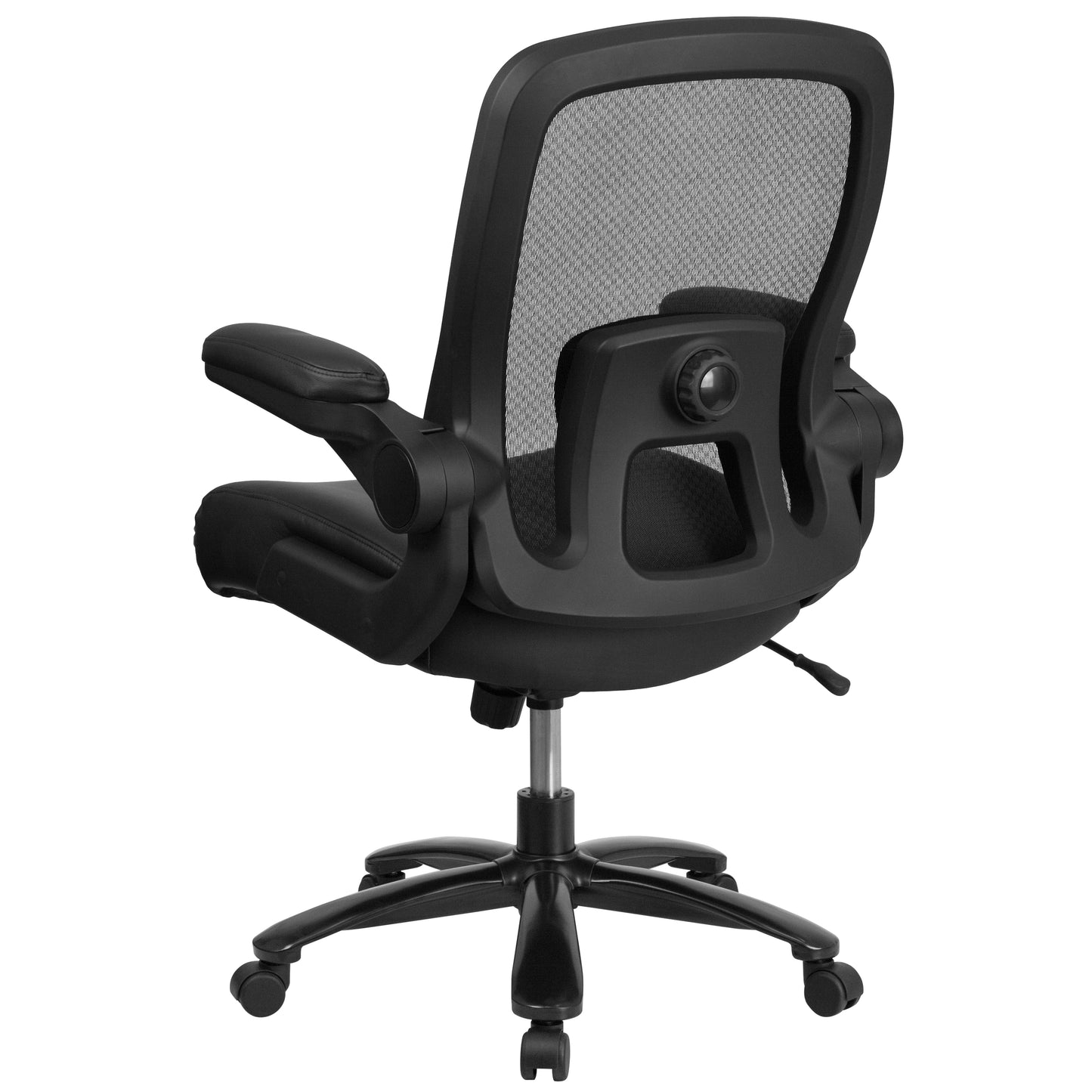 HERCULES Series Big & Tall 500 lb. Rated Black Mesh/LeatherSoft Executive Ergonomic Office Chair with Adjustable Lumbar Black LeatherSoft