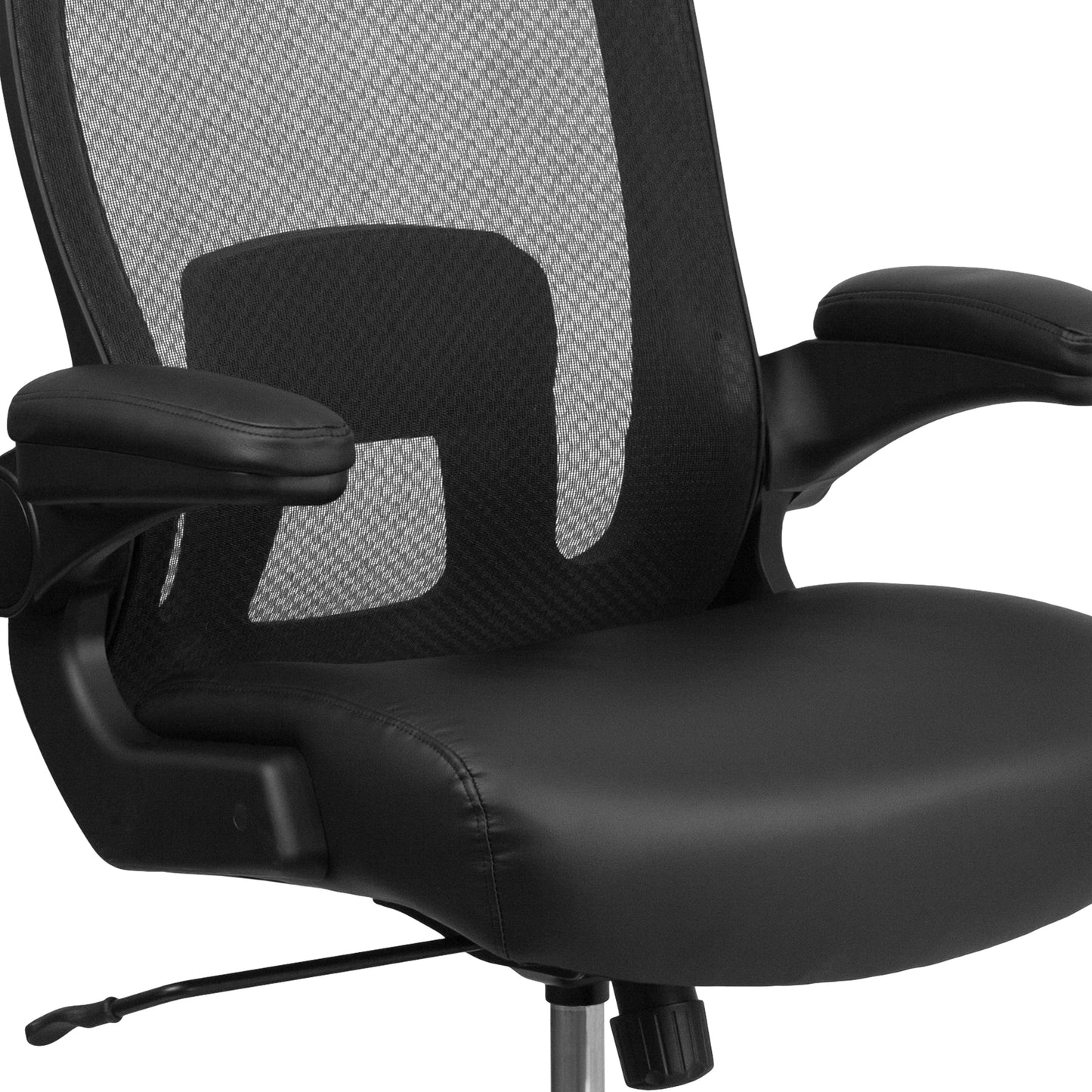 HERCULES Series Big & Tall 500 lb. Rated Black Mesh/LeatherSoft Executive Ergonomic Office Chair with Adjustable Lumbar Black LeatherSoft