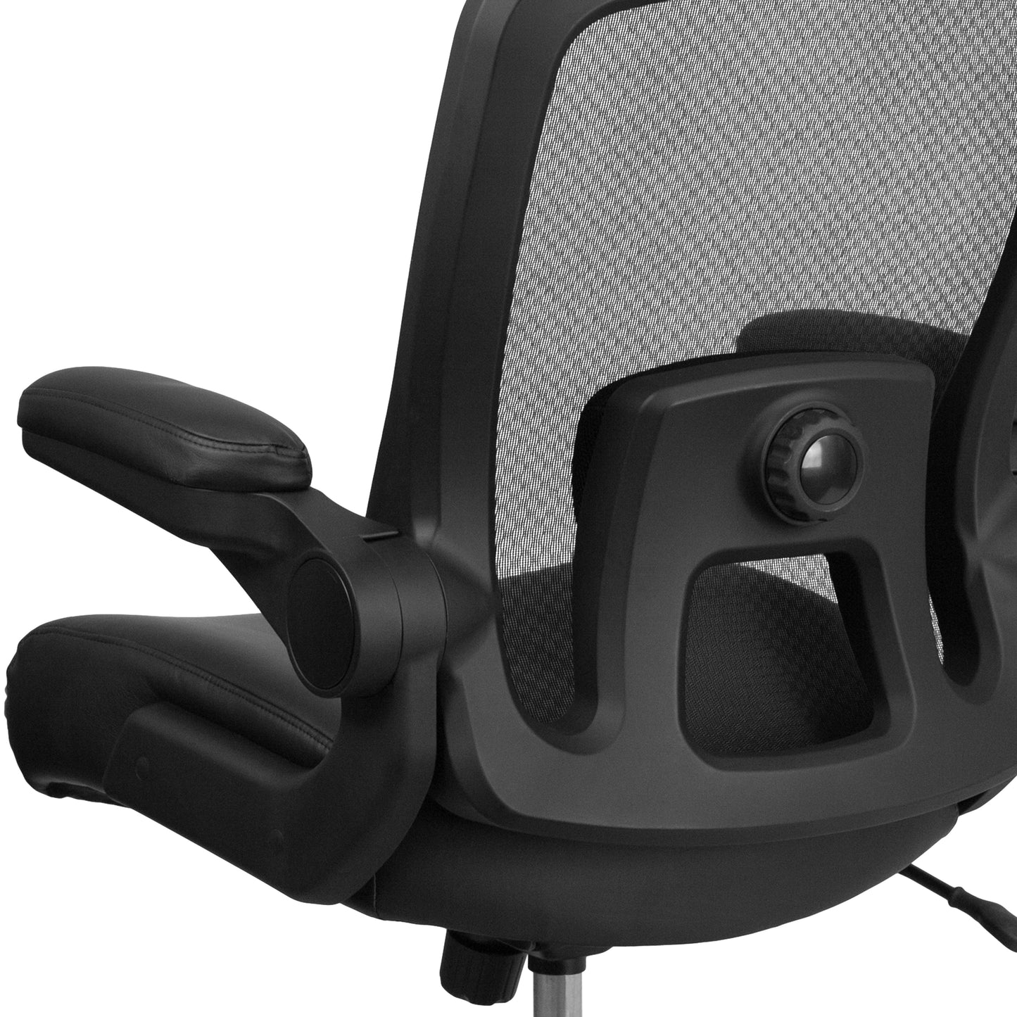 HERCULES Series Big & Tall 500 lb. Rated Black Mesh/LeatherSoft Executive Ergonomic Office Chair with Adjustable Lumbar Black LeatherSoft