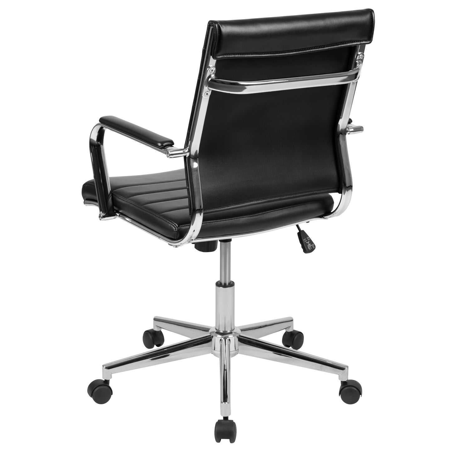 Hansel Mid-Back Black LeatherSoft Contemporary Ribbed Executive Swivel Office Chair Black