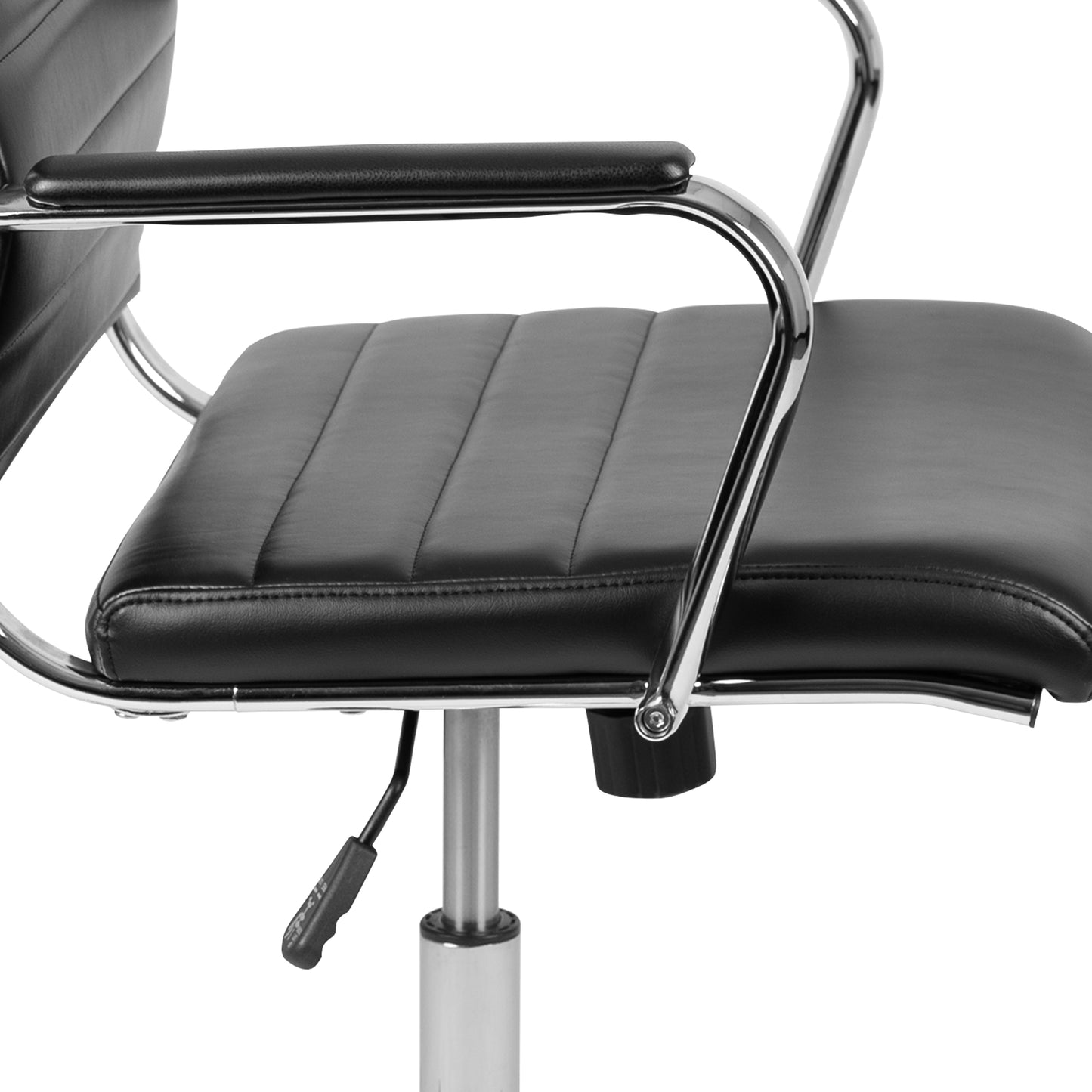 Hansel Mid-Back Black LeatherSoft Contemporary Ribbed Executive Swivel Office Chair Black