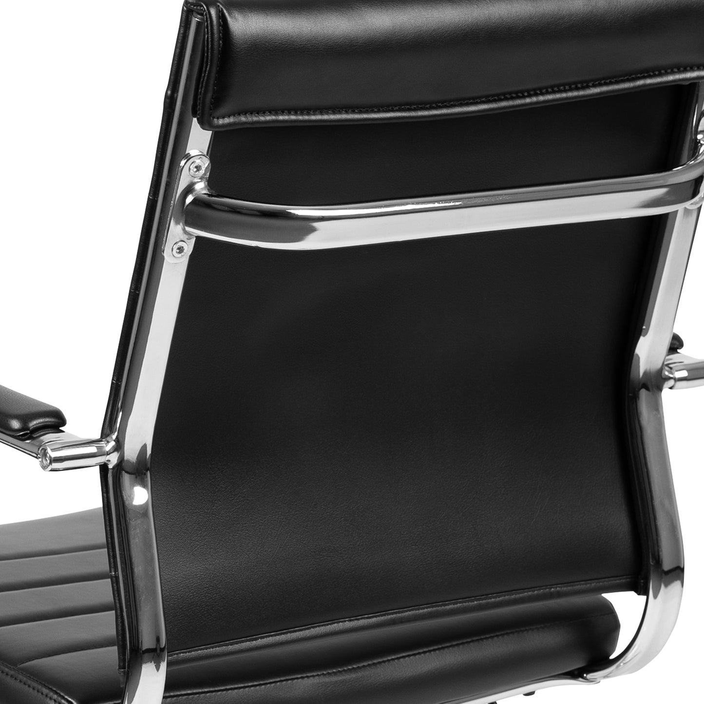 Hansel Mid-Back Black LeatherSoft Contemporary Ribbed Executive Swivel Office Chair Black