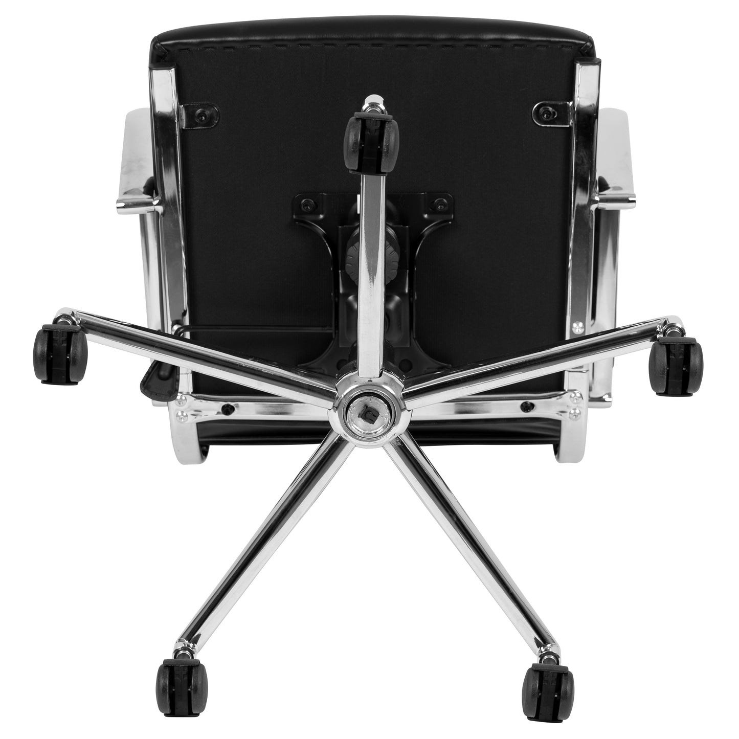 Hansel Mid-Back Black LeatherSoft Contemporary Ribbed Executive Swivel Office Chair Black