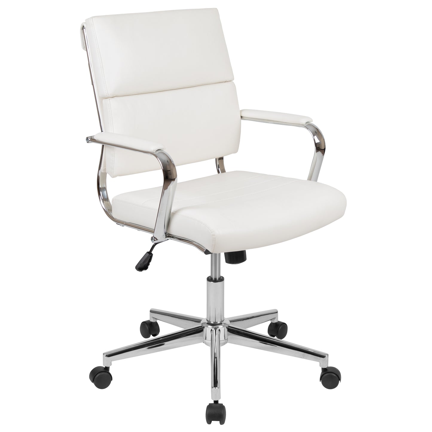 Hansel Mid-Back White LeatherSoft Contemporary Panel Executive Swivel Office Chair White