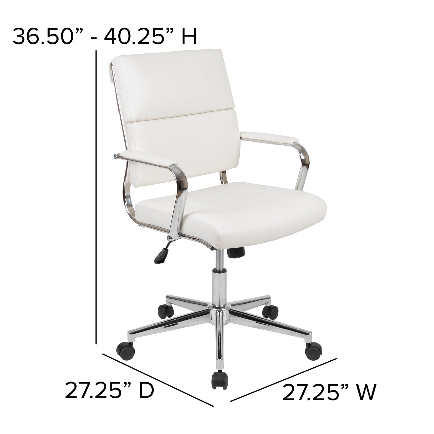 Hansel Mid-Back White LeatherSoft Contemporary Panel Executive Swivel Office Chair White