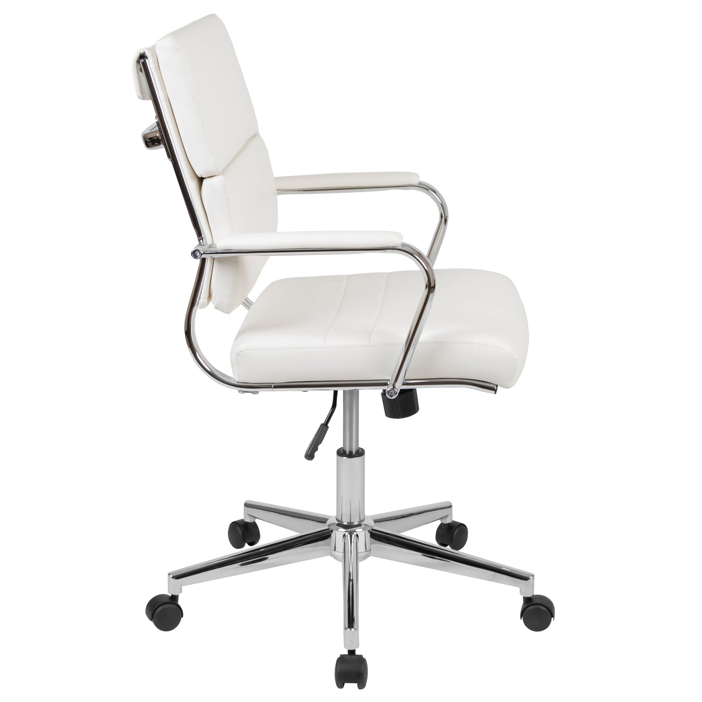 Hansel Mid-Back White LeatherSoft Contemporary Panel Executive Swivel Office Chair White