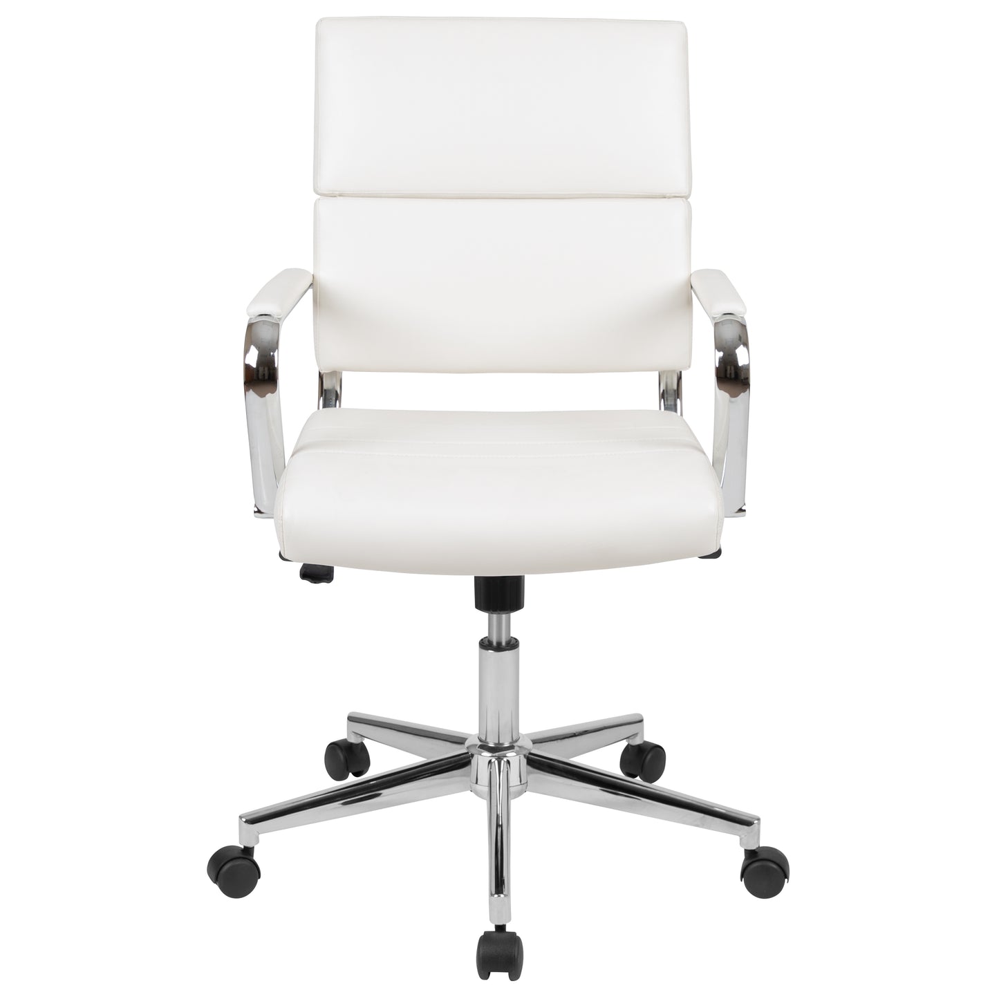 Hansel Mid-Back White LeatherSoft Contemporary Panel Executive Swivel Office Chair White