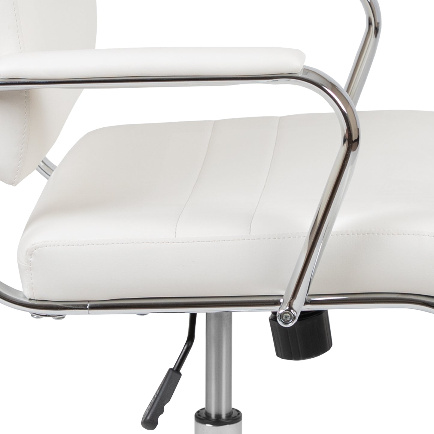 Hansel Mid-Back White LeatherSoft Contemporary Panel Executive Swivel Office Chair White