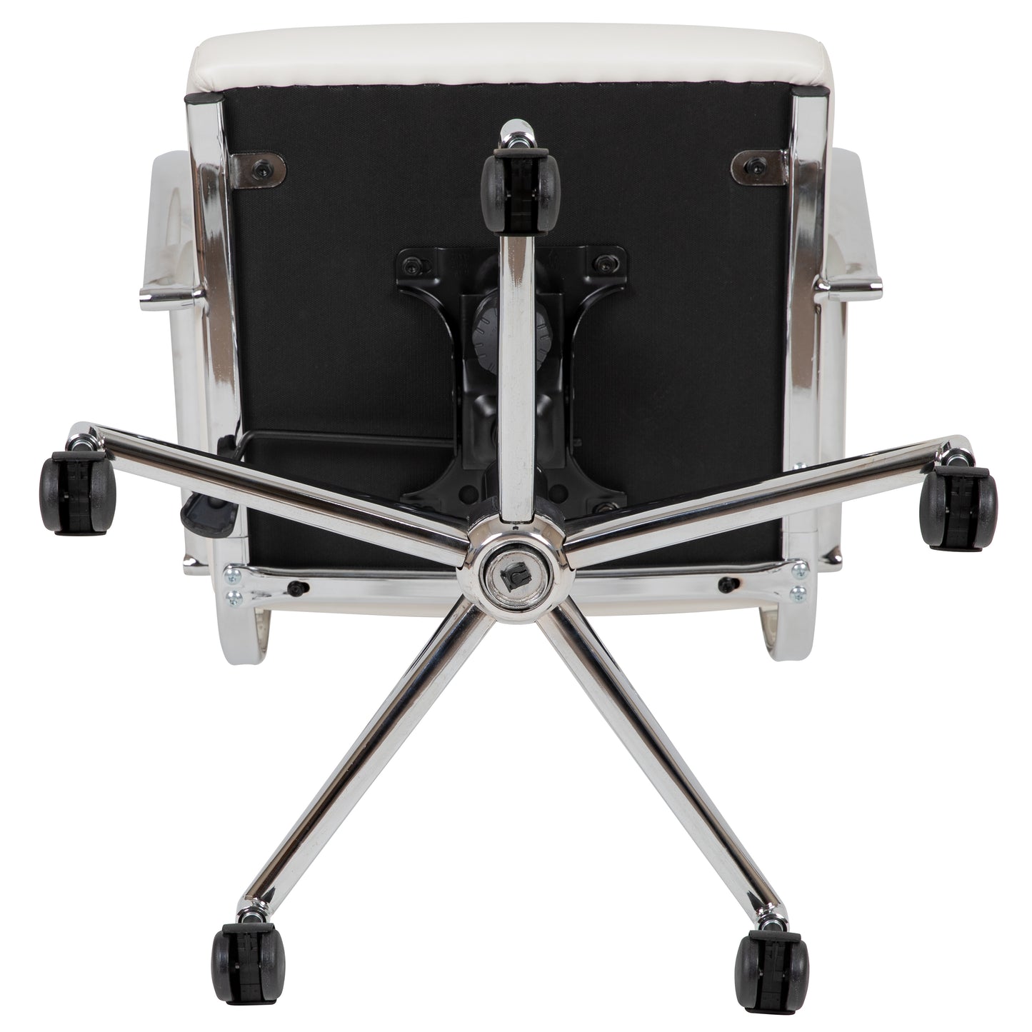 Hansel Mid-Back White LeatherSoft Contemporary Panel Executive Swivel Office Chair White