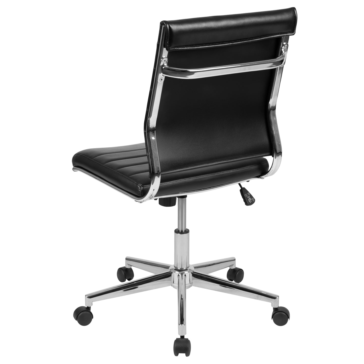 Hansel Mid-Back Armless Black LeatherSoft Contemporary Ribbed Executive Swivel Office Chair Black
