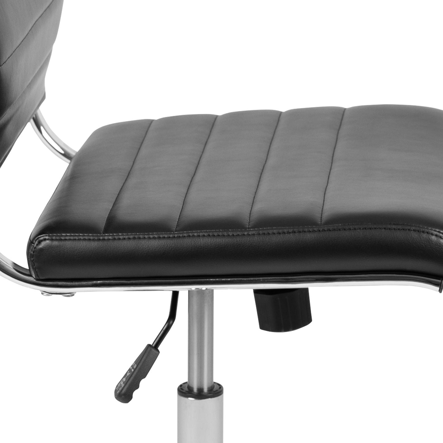 Hansel Mid-Back Armless Black LeatherSoft Contemporary Ribbed Executive Swivel Office Chair Black