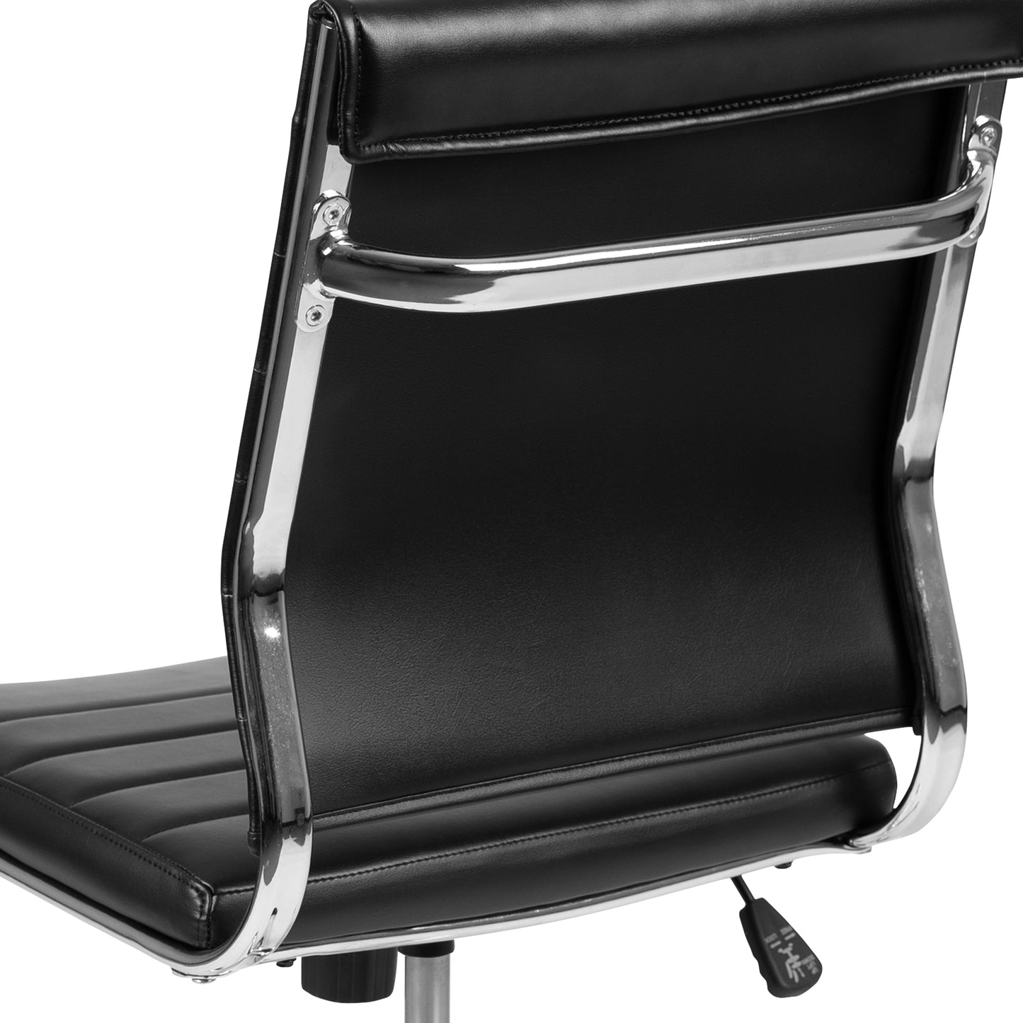 Hansel Mid-Back Armless Black LeatherSoft Contemporary Ribbed Executive Swivel Office Chair Black