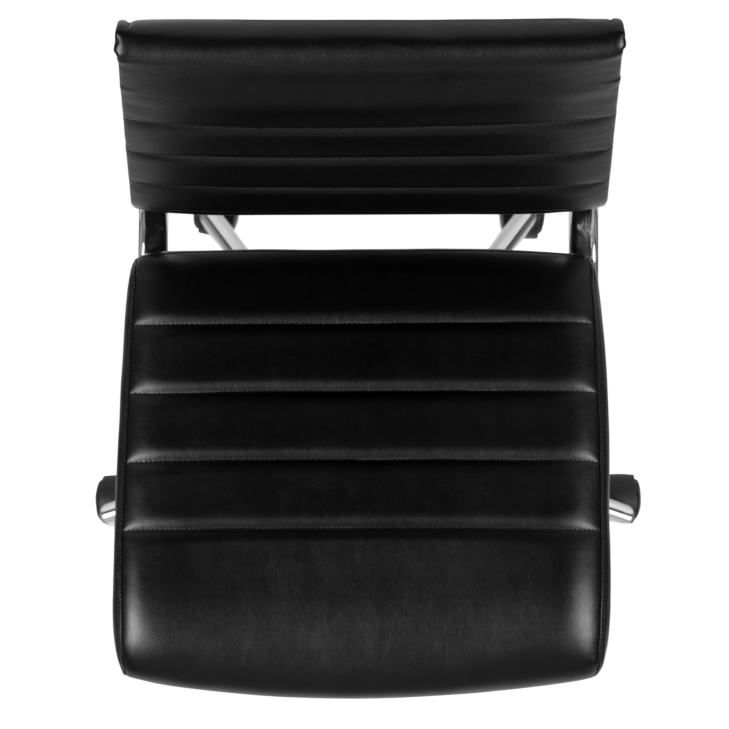 Hansel Mid-Back Armless Black LeatherSoft Contemporary Ribbed Executive Swivel Office Chair Black