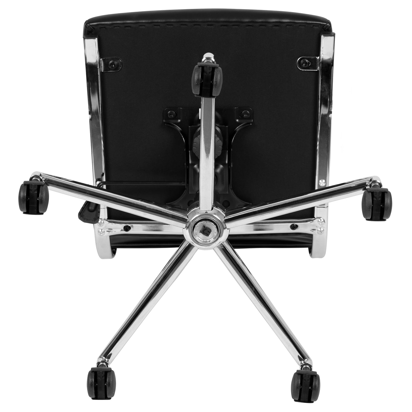 Hansel Mid-Back Armless Black LeatherSoft Contemporary Ribbed Executive Swivel Office Chair Black