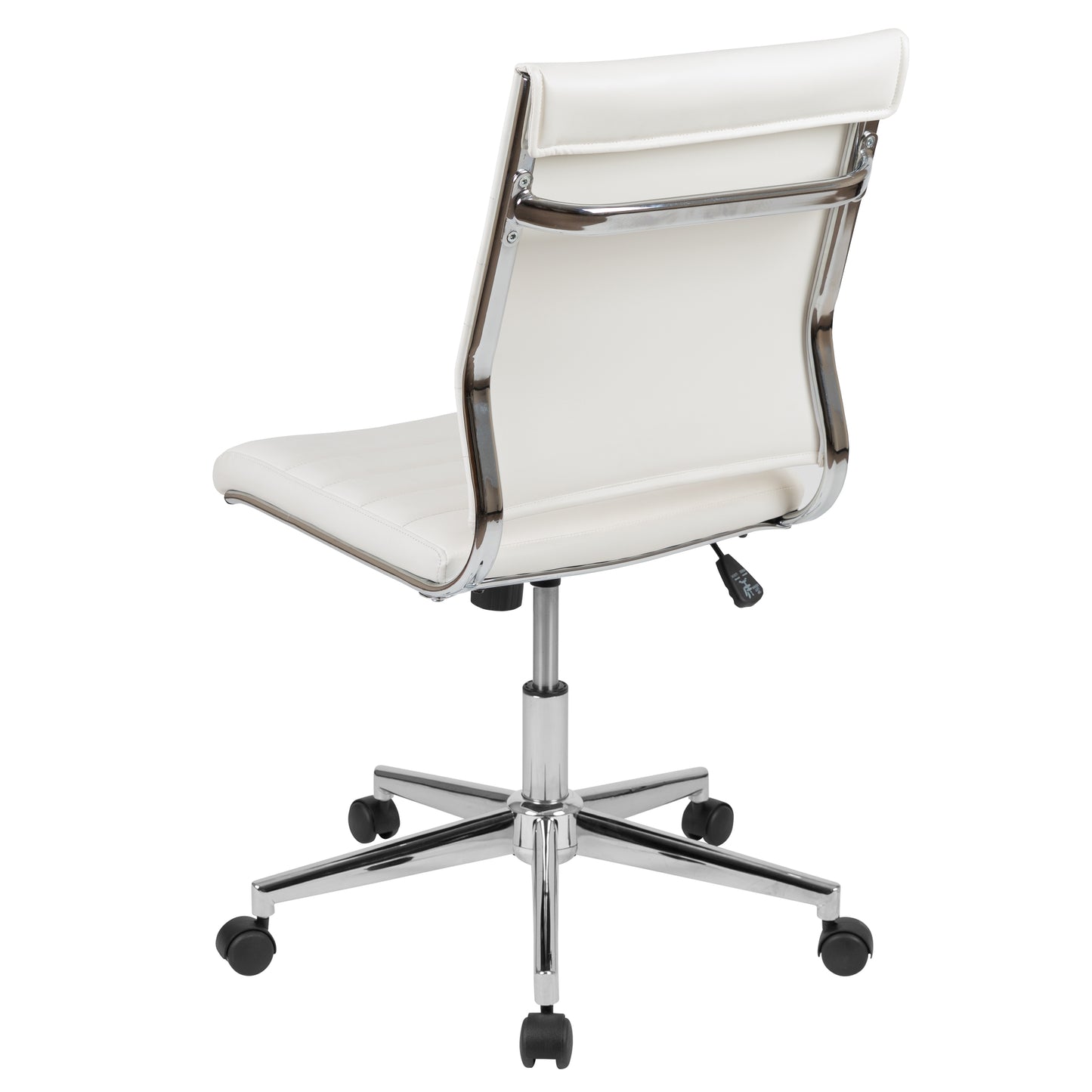 Hansel Mid-Back Armless White LeatherSoft Contemporary Ribbed Executive Swivel Office Chair White