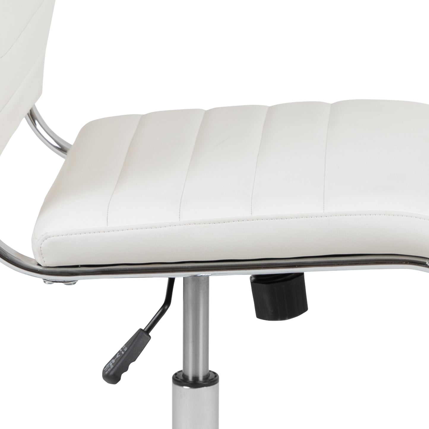 Hansel Mid-Back Armless White LeatherSoft Contemporary Ribbed Executive Swivel Office Chair White
