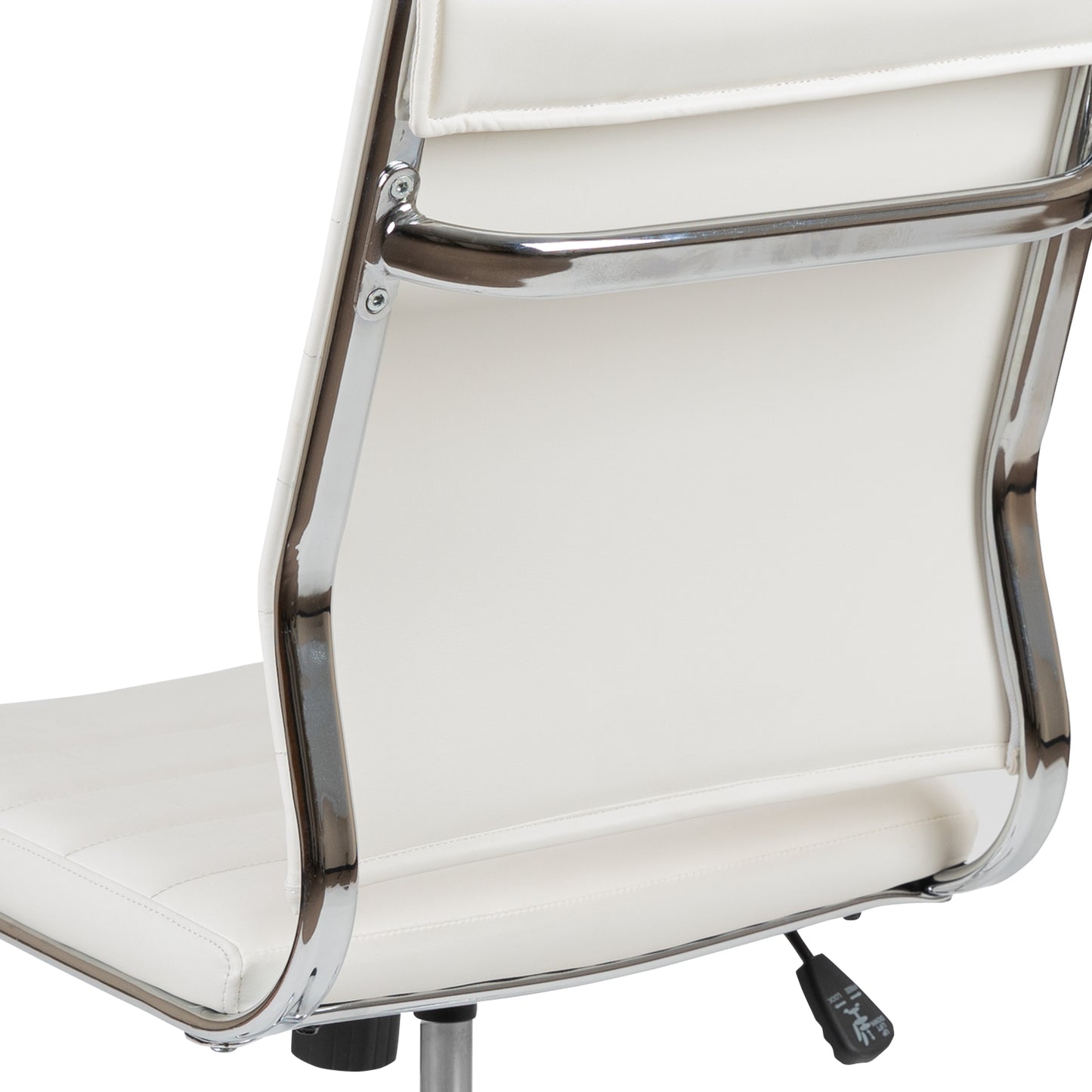 Hansel Mid-Back Armless White LeatherSoft Contemporary Ribbed Executive Swivel Office Chair White
