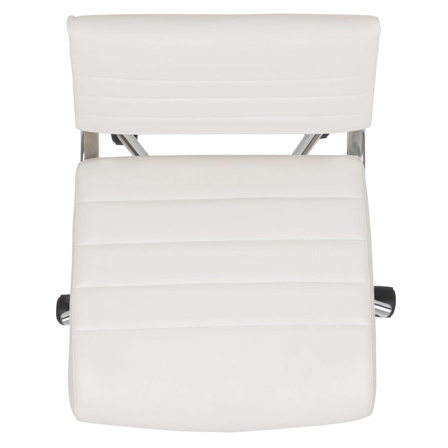 Hansel Mid-Back Armless White LeatherSoft Contemporary Ribbed Executive Swivel Office Chair White