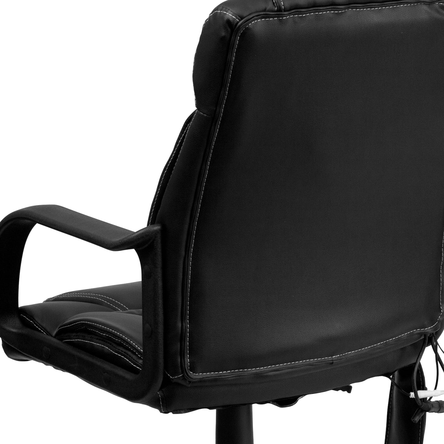Laverne Mid-Back Ergonomic Massaging Black LeatherSoft Executive Swivel Office Chair with Arms Black