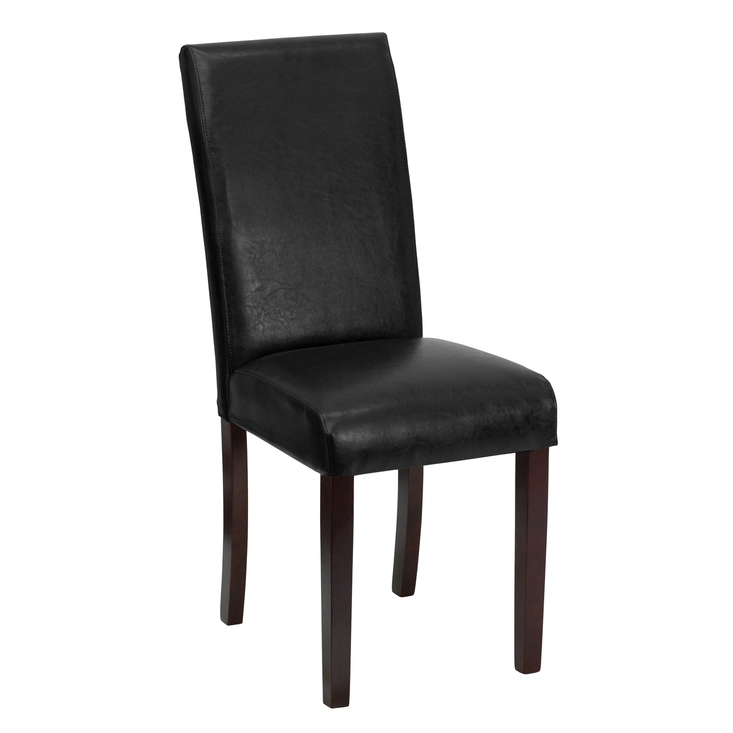 Godrich Traditional Black LeatherSoft Upholstered Panel Back Parsons Dining Chair Black
