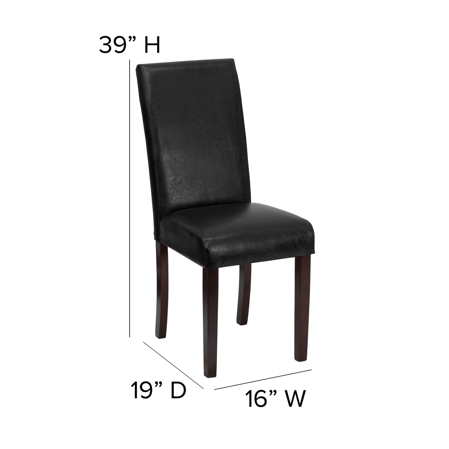 Godrich Traditional Black LeatherSoft Upholstered Panel Back Parsons Dining Chair Black