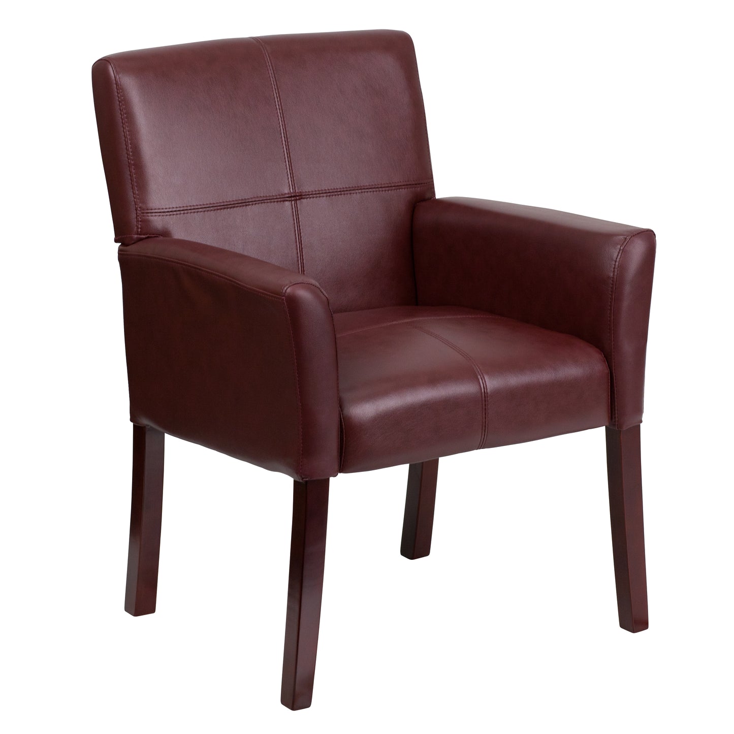 Taylor Burgundy LeatherSoft Executive Side Reception Chair with Mahogany Legs Burgundy
