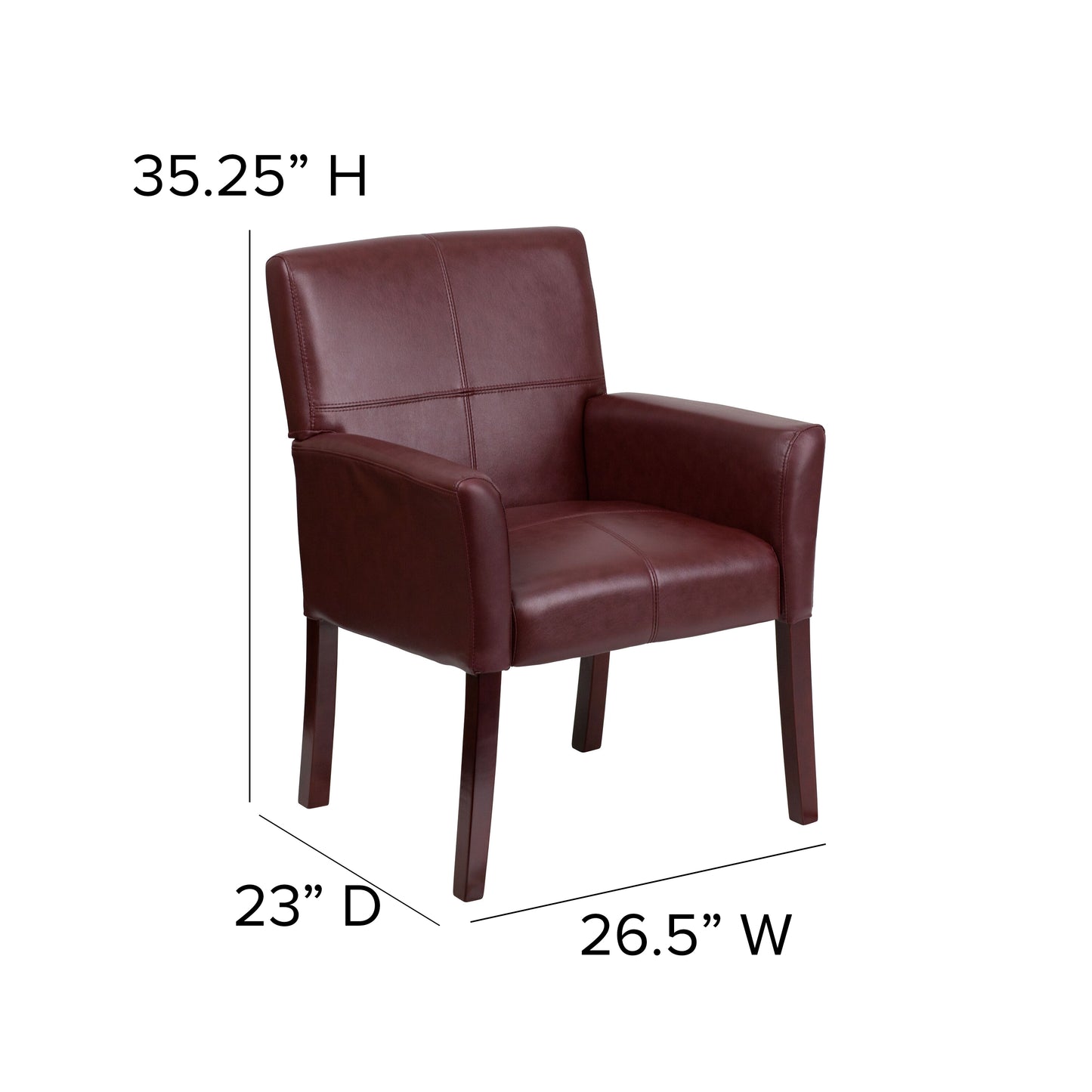 Taylor Burgundy LeatherSoft Executive Side Reception Chair with Mahogany Legs Burgundy