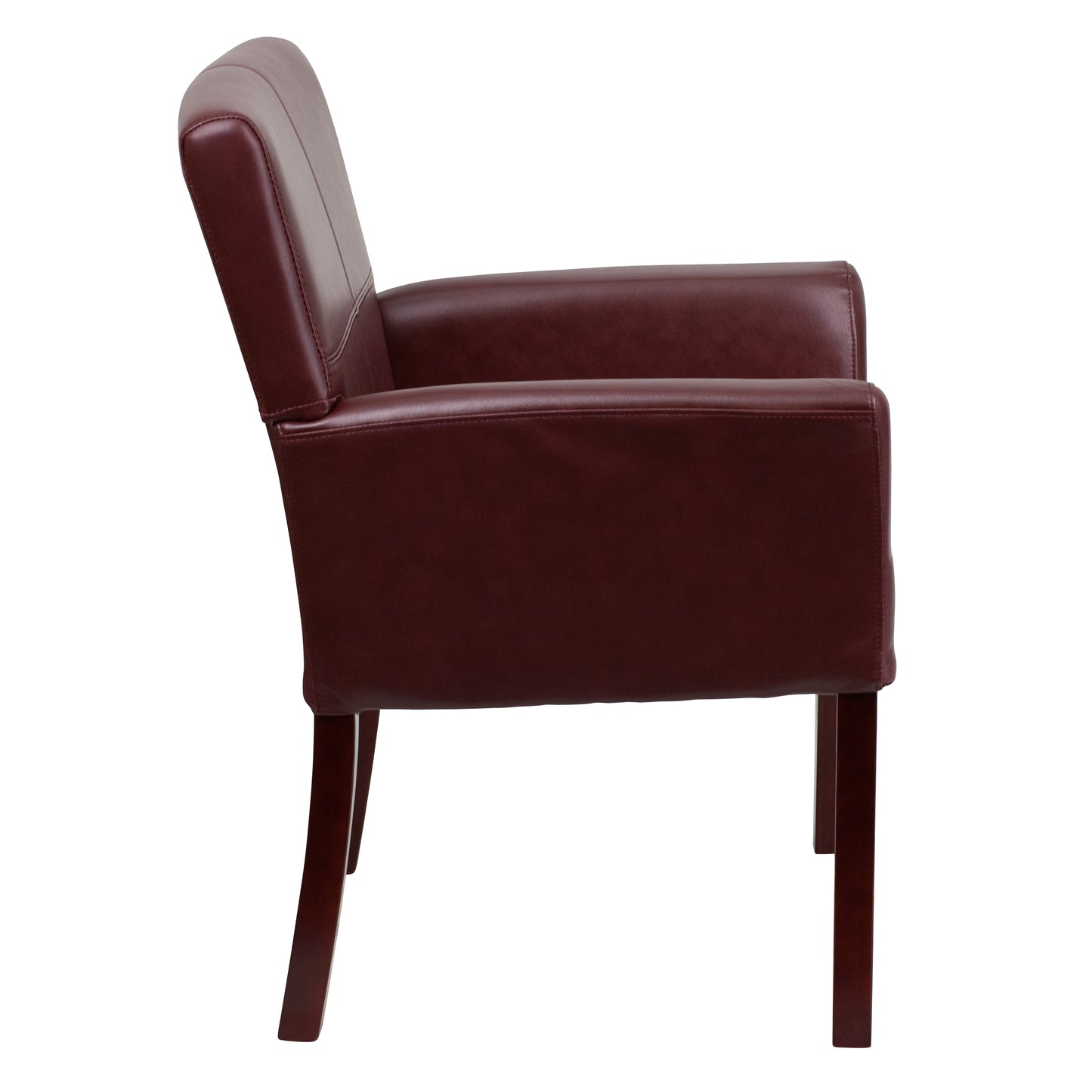 Taylor Burgundy LeatherSoft Executive Side Reception Chair with Mahogany Legs Burgundy