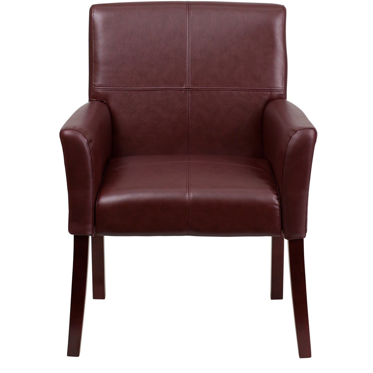 Taylor Burgundy LeatherSoft Executive Side Reception Chair with Mahogany Legs Burgundy