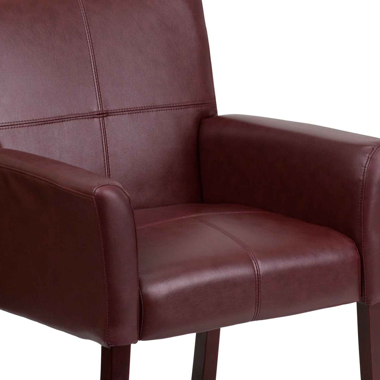 Taylor Burgundy LeatherSoft Executive Side Reception Chair with Mahogany Legs Burgundy