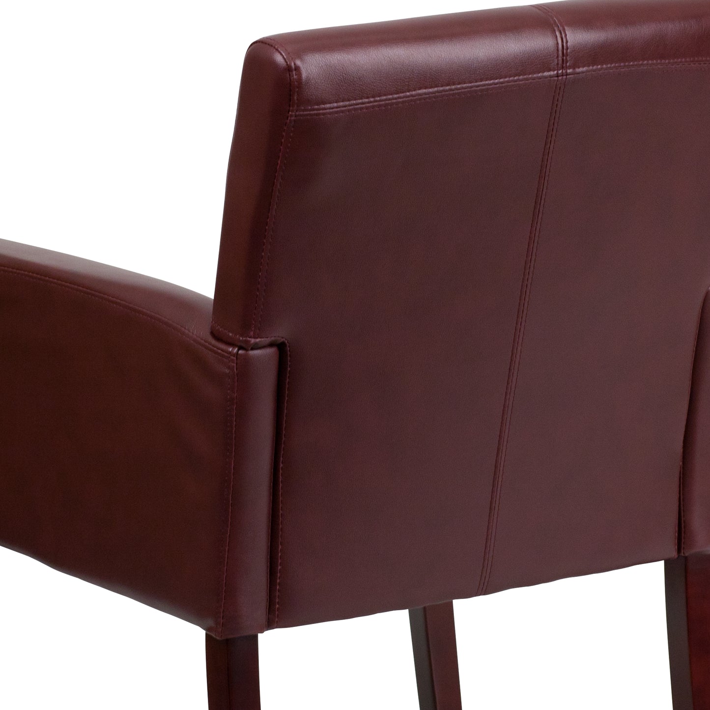 Taylor Burgundy LeatherSoft Executive Side Reception Chair with Mahogany Legs Burgundy