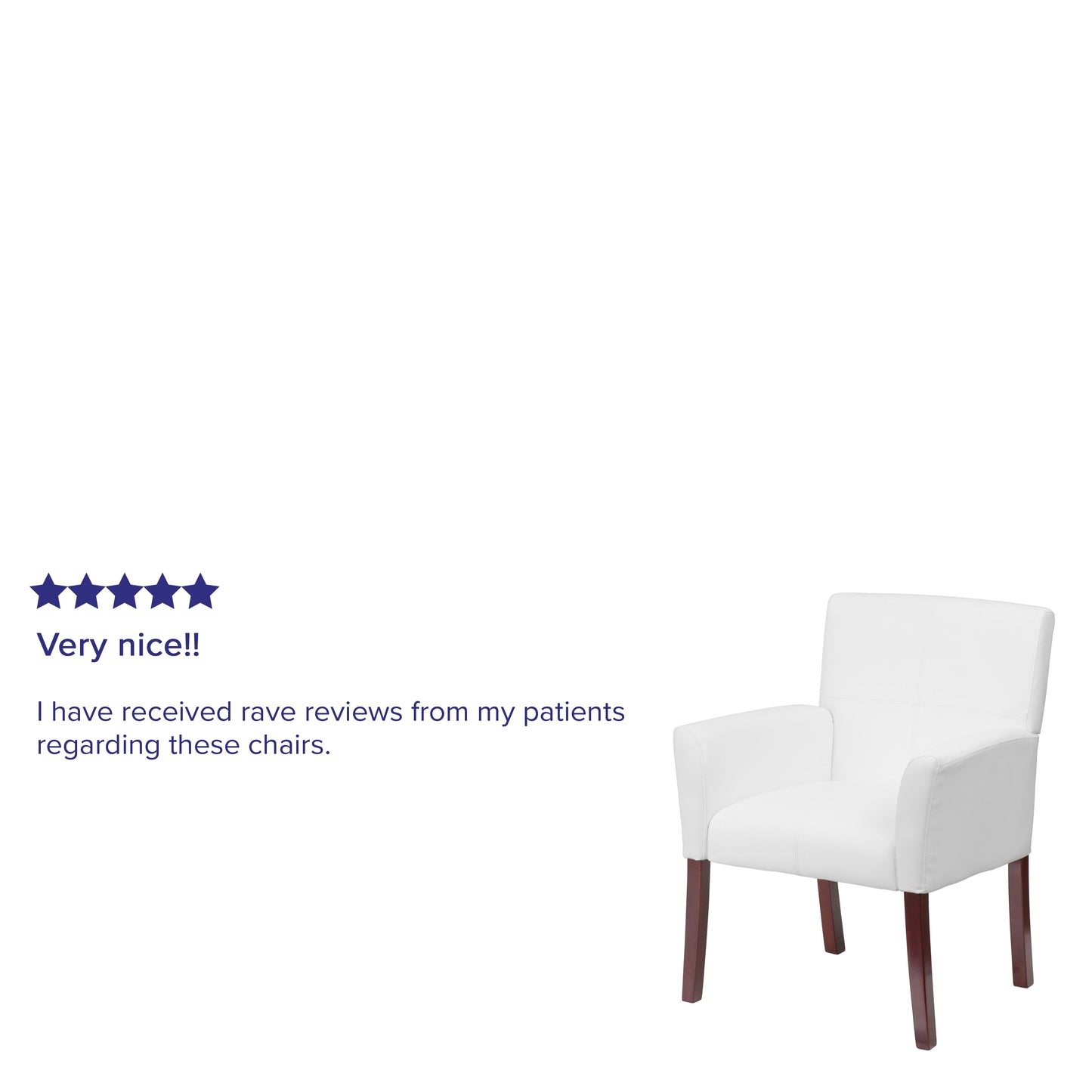 Taylor White LeatherSoft Executive Side Reception Chair with Mahogany Legs White