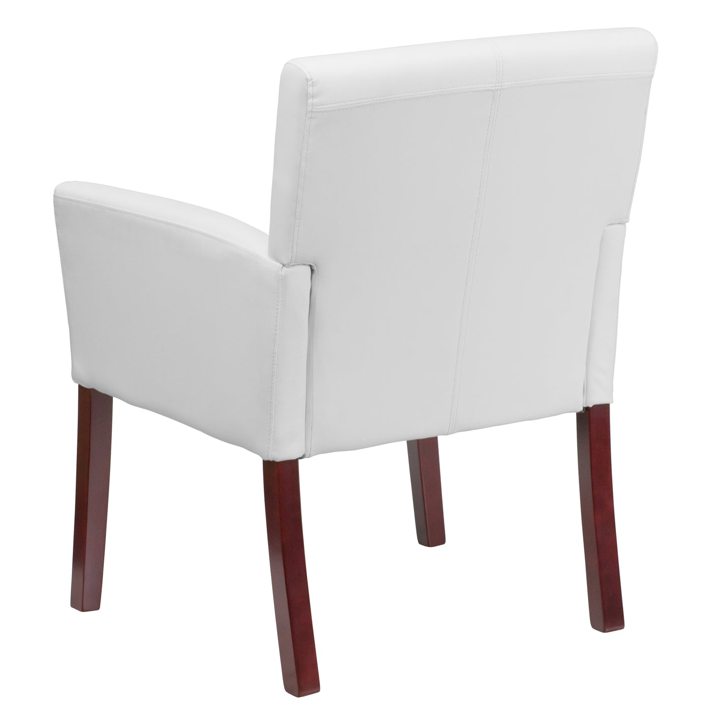 Taylor White LeatherSoft Executive Side Reception Chair with Mahogany Legs White
