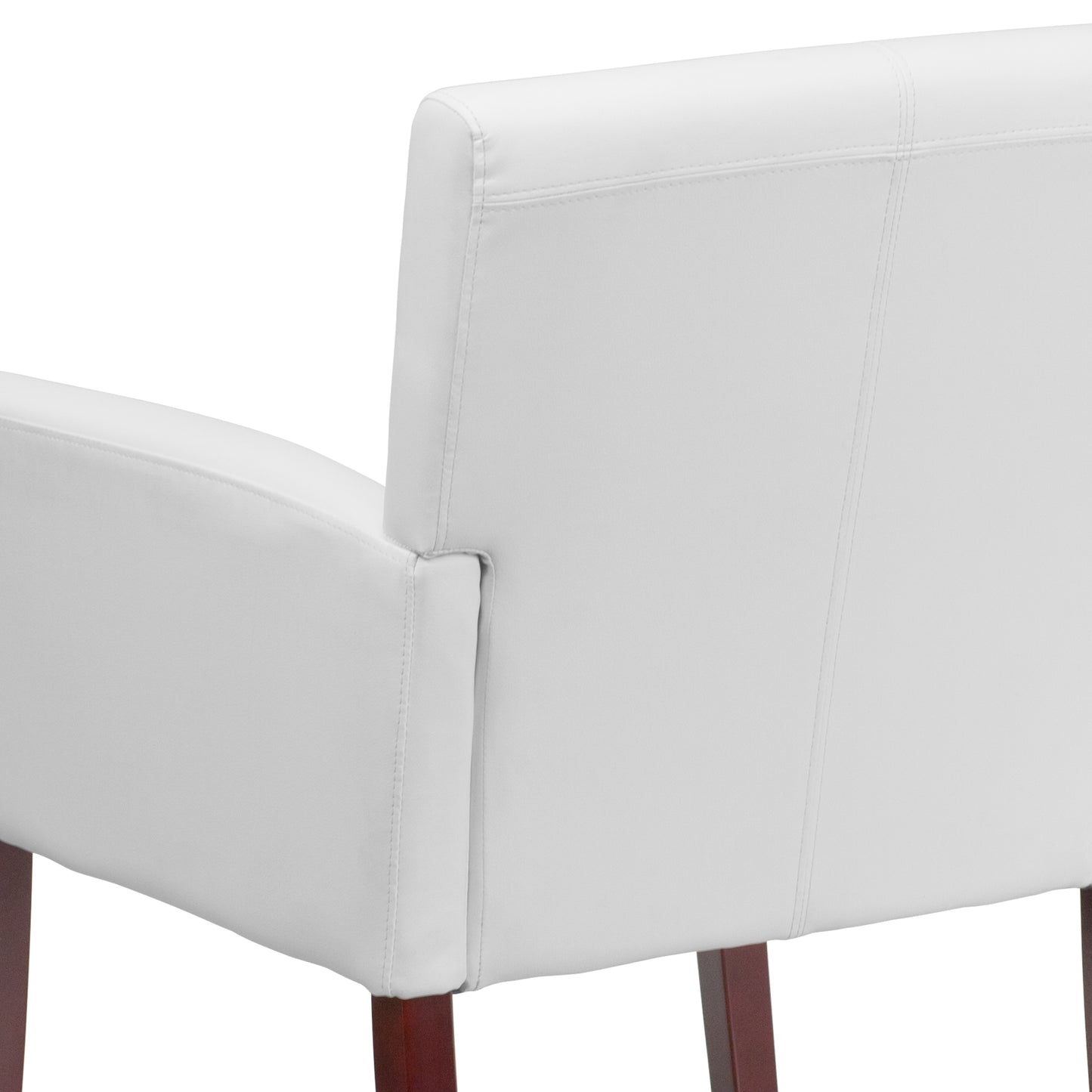 Taylor White LeatherSoft Executive Side Reception Chair with Mahogany Legs White