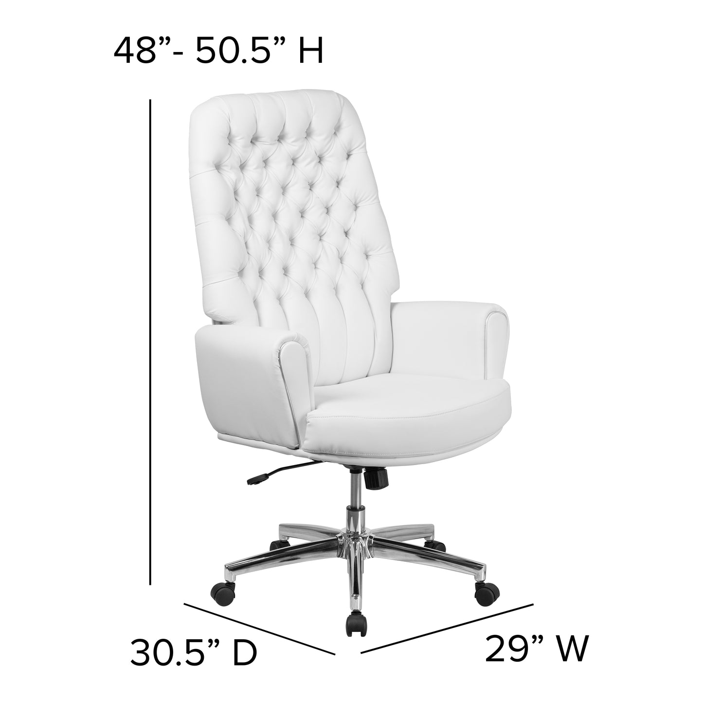 Rochelle High Back Traditional Tufted White LeatherSoft Executive Swivel Office Chair with Arms White