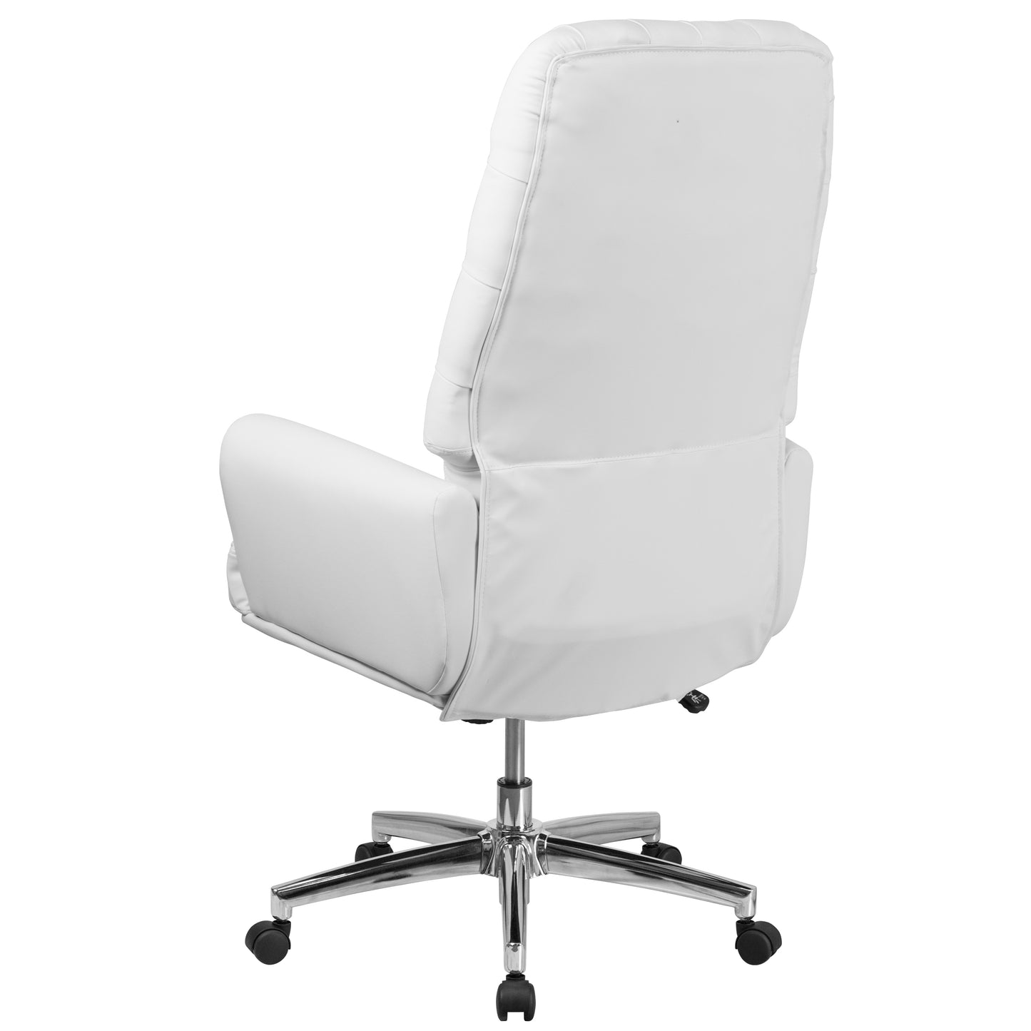 Rochelle High Back Traditional Tufted White LeatherSoft Executive Swivel Office Chair with Arms White