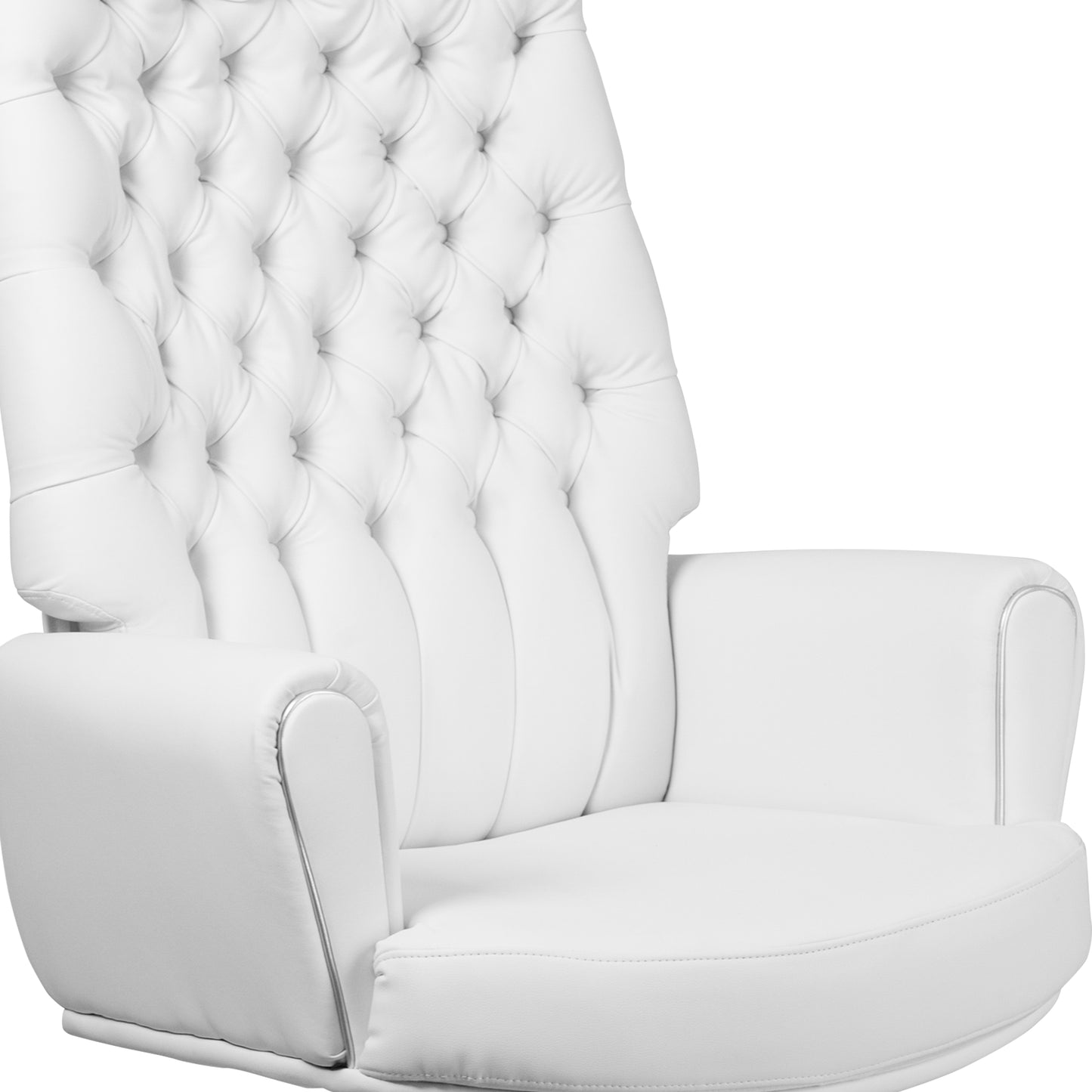 Rochelle High Back Traditional Tufted White LeatherSoft Executive Swivel Office Chair with Arms White