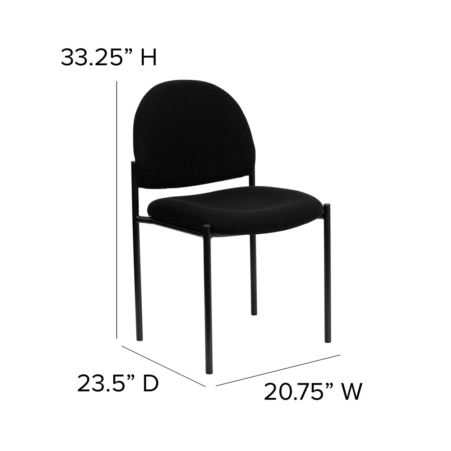 Tania Comfort Black Fabric Stackable Steel Side Reception Chair Black Fabric BT-515-1-BK-GG