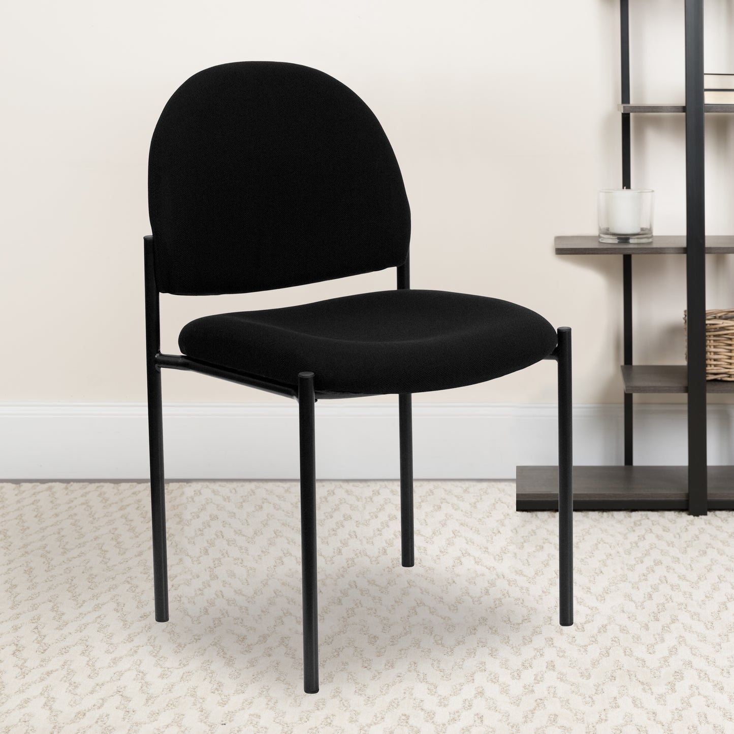 Tania Comfort Black Fabric Stackable Steel Side Reception Chair Black Fabric BT-515-1-BK-GG