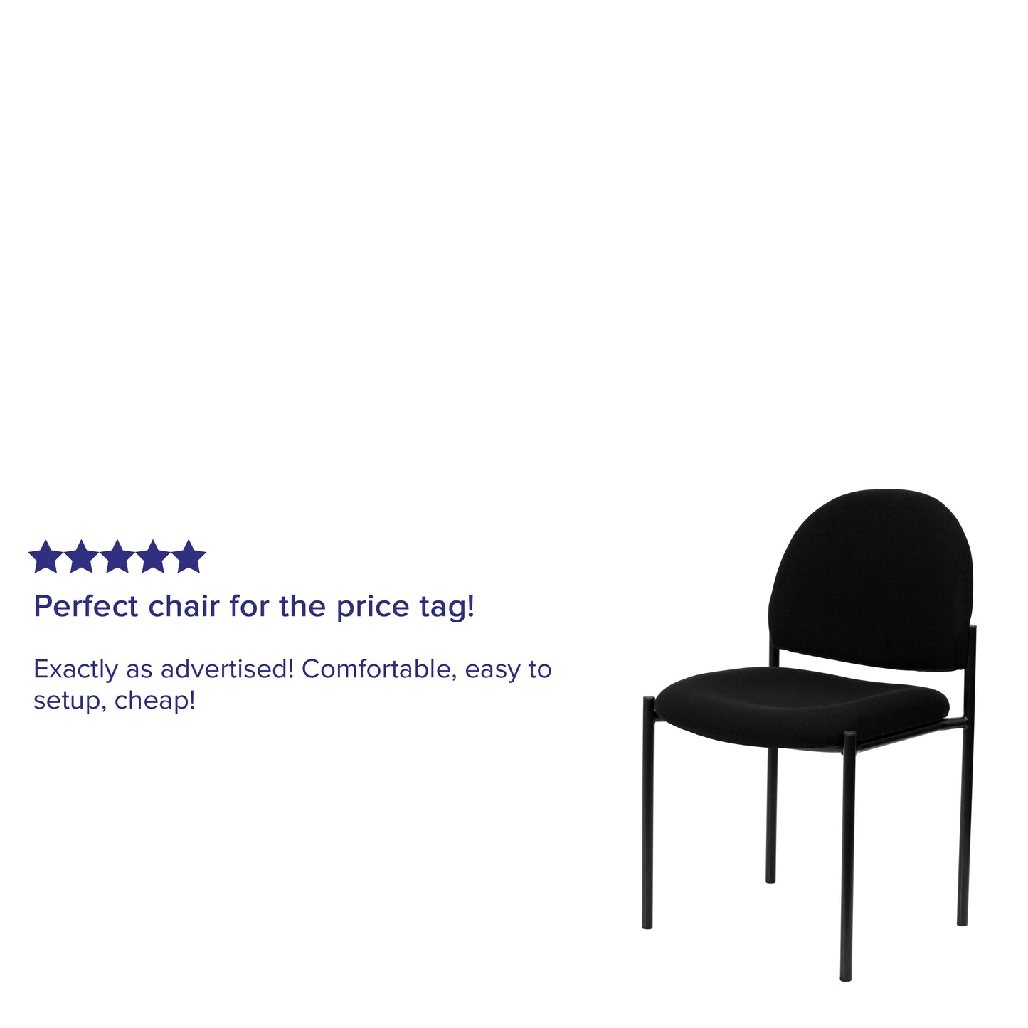 Tania Comfort Black Fabric Stackable Steel Side Reception Chair Black Fabric BT-515-1-BK-GG