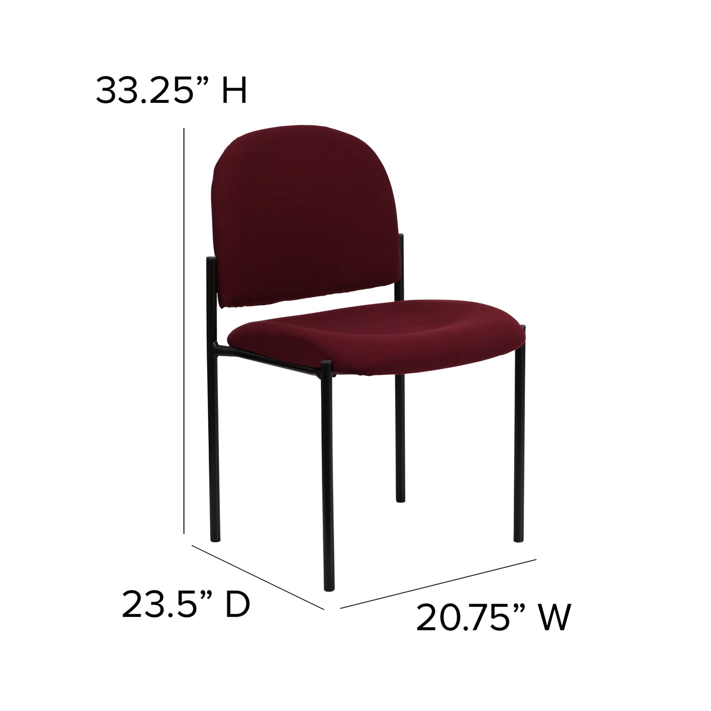 Tania Comfort Burgundy Fabric Stackable Steel Side Reception Chair Burgundy Fabric