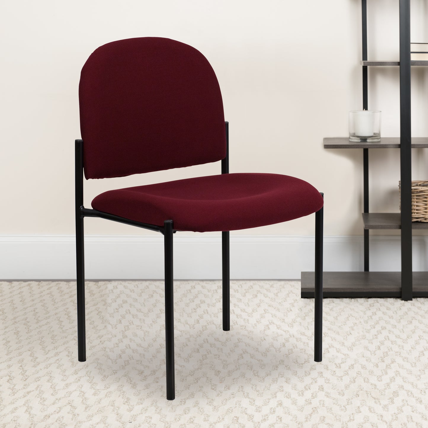 Tania Comfort Burgundy Fabric Stackable Steel Side Reception Chair Burgundy Fabric