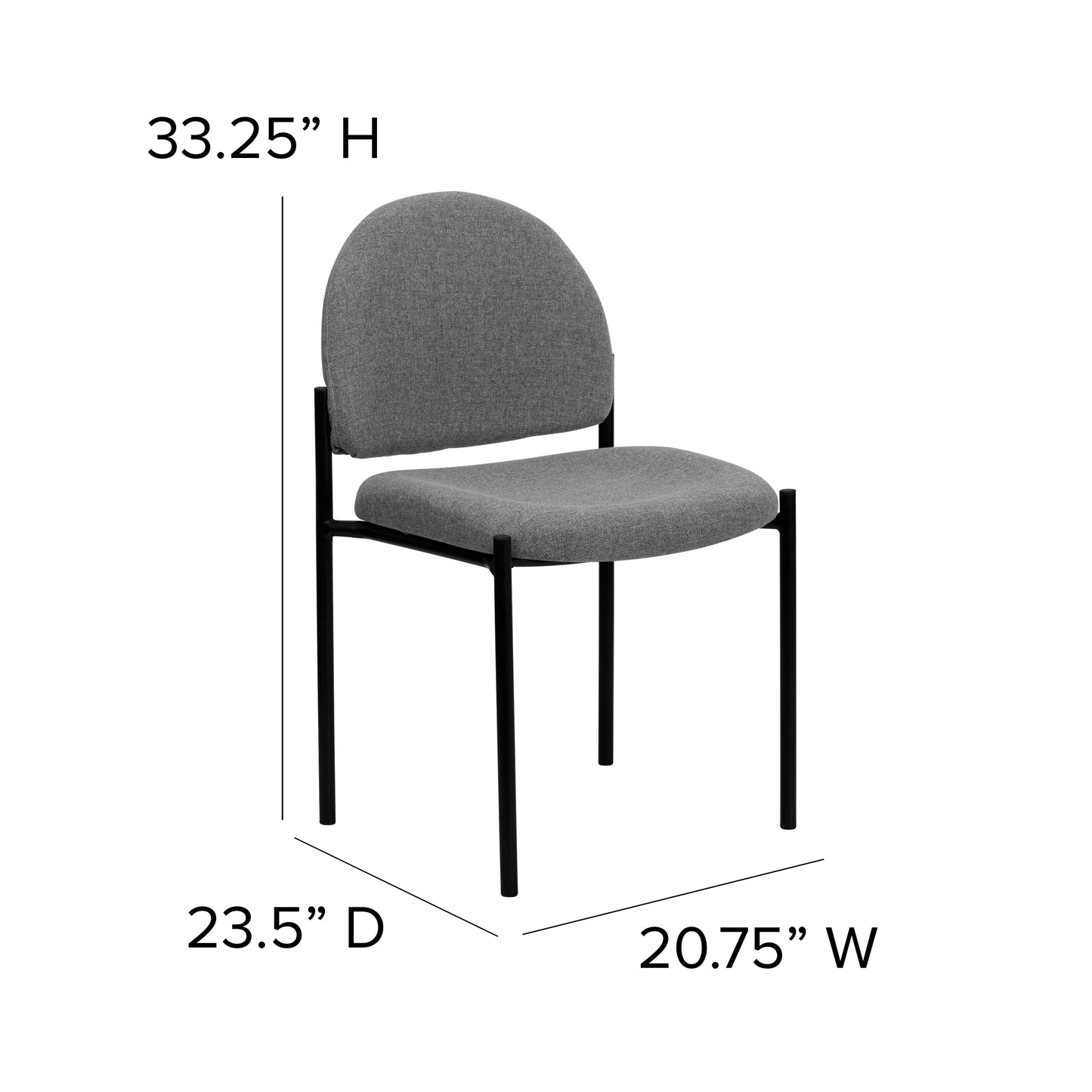 Tania Comfort Gray Fabric Stackable Steel Side Reception Chair Gray Fabric