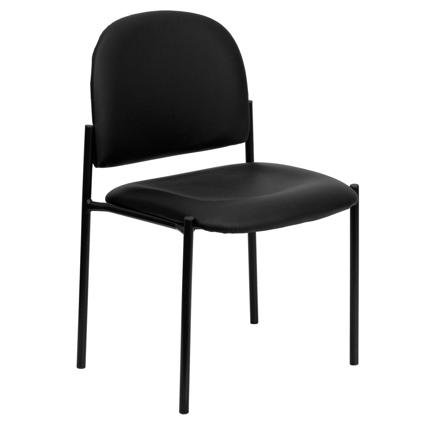 Tania Comfort Black Vinyl Stackable Steel Side Reception Chair Black Vinyl