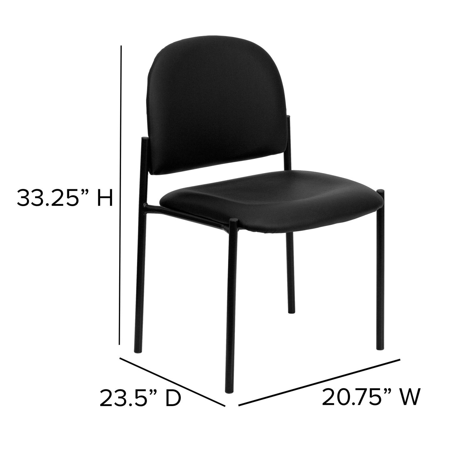 Tania Comfort Black Vinyl Stackable Steel Side Reception Chair Black Vinyl