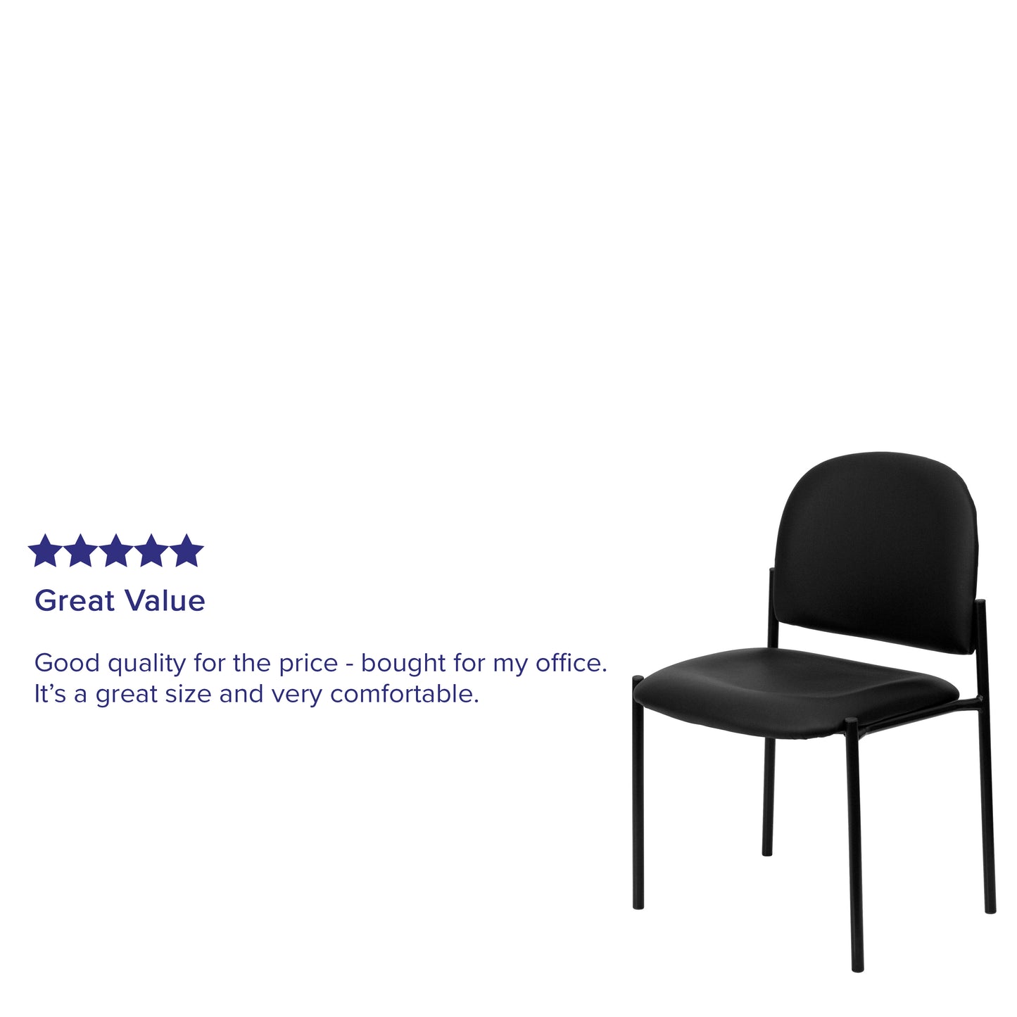 Tania Comfort Black Vinyl Stackable Steel Side Reception Chair Black Vinyl