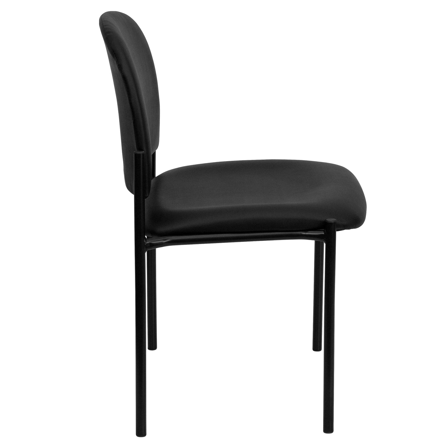 Tania Comfort Black Vinyl Stackable Steel Side Reception Chair Black Vinyl