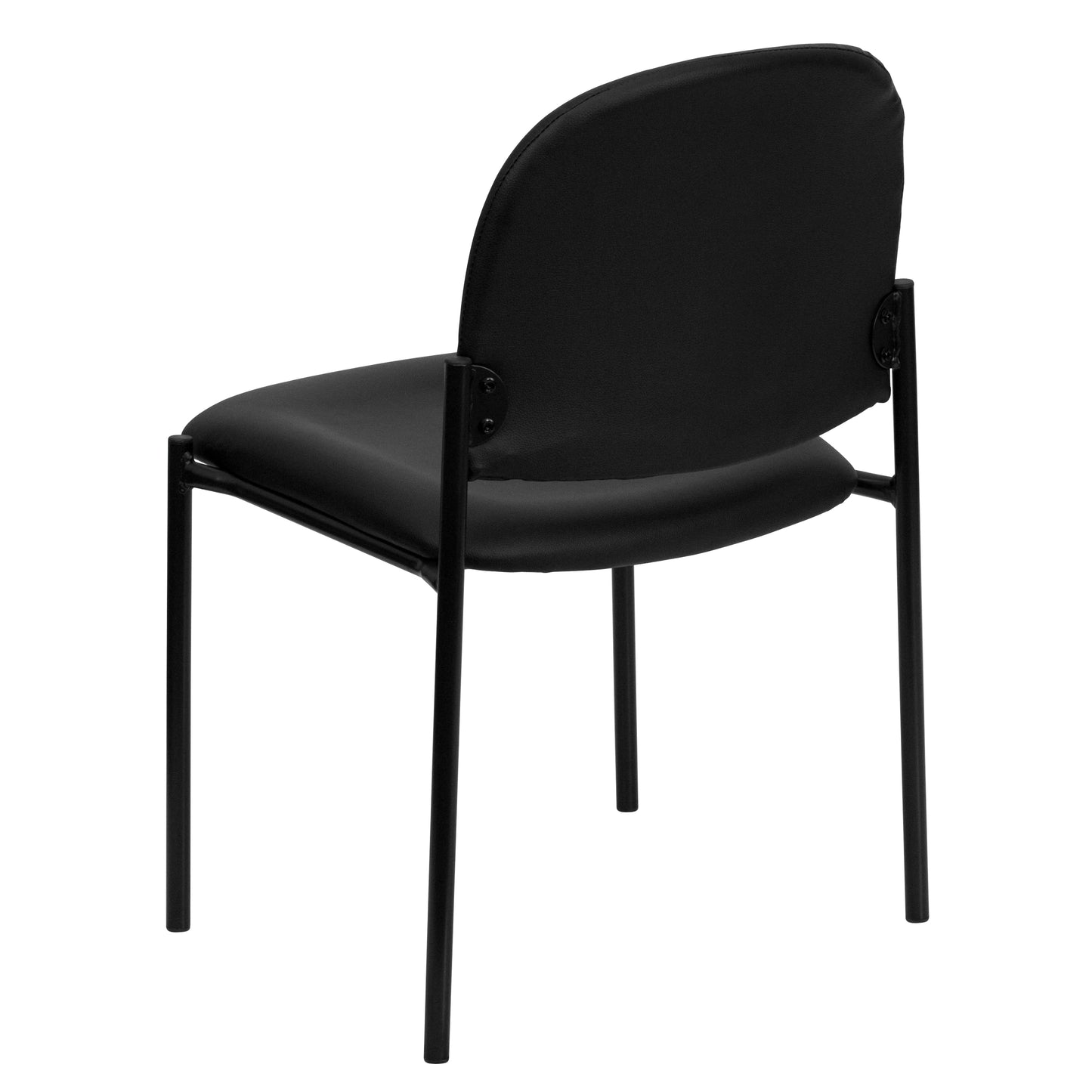 Tania Comfort Black Vinyl Stackable Steel Side Reception Chair Black Vinyl